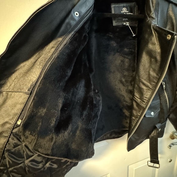 Custom Leather Biker Moto Jacket Embroidered Eagle West Star Choppers Med Lined - Picture 10 of 16